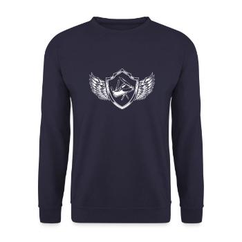 Taschenmesser Wappen - Unisex Pullover - Navy - Vorne - Alina (178cm) & Michal (187cm)