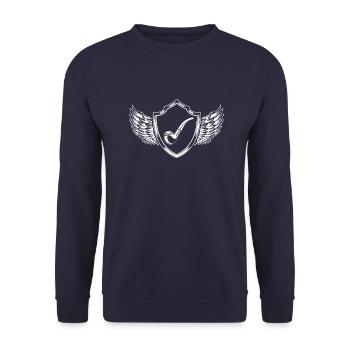 Pfeife Wappen - Unisex Pullover - Navy - Vorne - Alina (178cm) & Michal (187cm)
