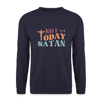 Not Today Satan - Unisex Pullover - Navy - Vorne - Alina (178cm) & Michal (187cm)