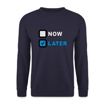 Now Later Question - Unisex Pullover - Navy - Vorne - Alina (178cm) & Michal (187cm)