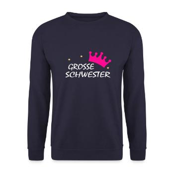 grosse schwester w - Unisex Pullover - Navy - Vorne - Alina (178cm) & Michal (187cm)