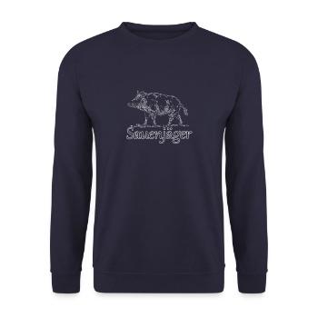 Jäger Wildschwein - Unisex Pullover - Navy - Vorne - Alina (178cm) & Michal (187cm)