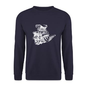 Engine Gift Car Car Fans Mechanics - Unisex Sweatshirt - navy - Front - Alina (178cm) & Michal (187cm)
