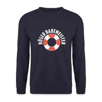 Böser Bademeister Freibad Hallenbad Schwimmbad - Unisex Pullover - Navy - Vorne - Alina (178cm) & Michal (187cm)
