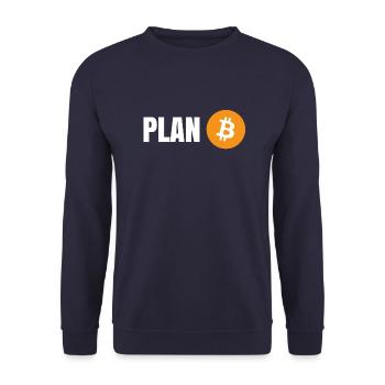 Bitcoin - Plan B - Unisex Sweatshirt - navy - Front - Alina (178cm) & Michal (187cm)