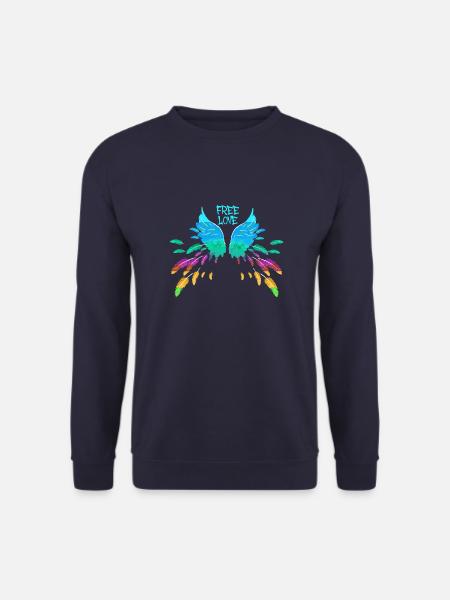 bunte flügel,engelsflügel,angelwings,free love - Unisex Pullover - Navy
