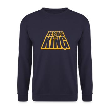 jesus is king quote - Unisex Sweatshirt - navy - Front - Alina (178cm) & Michal (187cm)