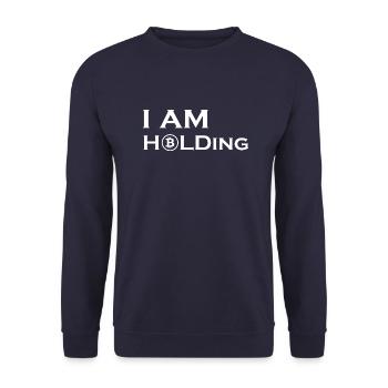 Bitcoin Trading Crypto Aktien - Unisex Pullover - Navy - Vorne - Alina (178cm) & Michal (187cm)
