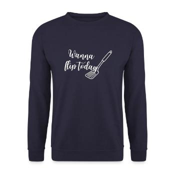 Wanna flip today - Unisex Pullover - Navy - Vorne - Alina (178cm) & Michal (187cm)