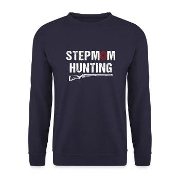 Stiefmütter JagenVintage Stepmom Hunting Sprüche - Unisex Pullover - Navy - Vorne - Alina (178cm) & Michal (187cm)