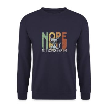 Non, ça n’arrivera pas ! Chat avec majeur - Sweat-shirt Unisexe - marine - Devant - Alina (178cm) & Michal (187cm)
