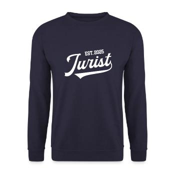 Jurist Staatsexamen Bestanden Studium Jura 2025 - Unisex Pullover - Navy - Vorne - Alina (178cm) & Michal (187cm)