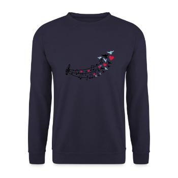 love_music_noten2 - Unisex Pullover - Navy - Vorne - Alina (178cm) & Michal (187cm)