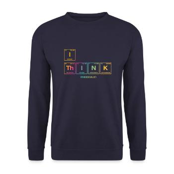 I THINK (periodically) - Lustiger Spruch Forscher - Unisex Pullover - Navy - Vorne - Alina (178cm) & Michal (187cm)
