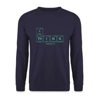 Je PENSE (périodiquement) - Tableau périodique satirique - Sweat-shirt Unisexe - marine - Devant - Alina (178cm) & Michal (187cm)