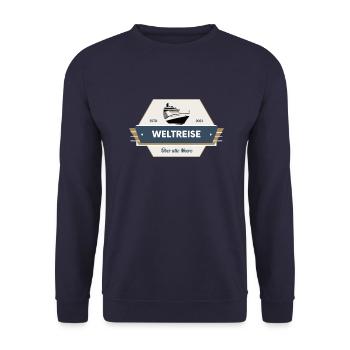 2023 gehts auf Deine große Kreuzfahrt-Weltreise - Unisex Pullover - Navy - Vorne - Alina (178cm) & Michal (187cm)