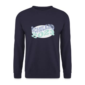 Schulkind 2023 - Unisex Pullover - Navy - Vorne - Alina (178cm) & Michal (187cm)
