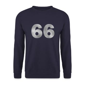 Geburtstag 66 Jahre - Unisex Pullover - Navy - Vorne - Alina (178cm) & Michal (187cm)