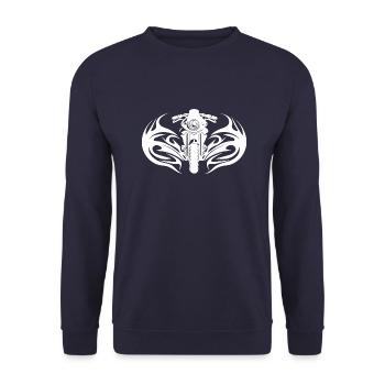 Motorcycle Offroad Tattoo Flames Style Racing - Unisex Sweatshirt - navy - Front - Alina (178cm) & Michal (187cm)
