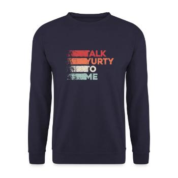Talk Yurty To Me - Lustiges Zeltliebhaber Geschenk - Unisex Pullover - Navy - Vorne - Alina (178cm) & Michal (187cm)