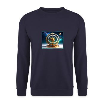 polarlichter,sterne,nacht, kompass - Unisex Pullover - Navy - Vorne - Alina (178cm) & Michal (187cm)