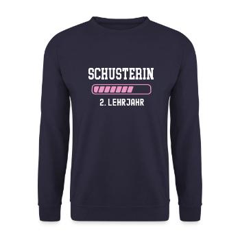 Schusterin Ausbildung 2 Lehrjahr zweites Jahr - Unisex Pullover - Navy - Vorne - Alina (178cm) & Michal (187cm)