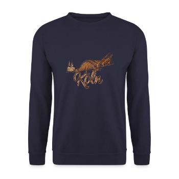 cologne, skyline, pont, cologne, marron - Sweat-shirt Unisexe - marine - Devant - Alina (178cm) & Michal (187cm)