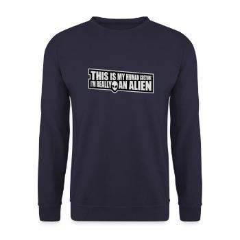 human costume alien Zitat - Unisex Pullover - Navy - Vorne - Alina (178cm) & Michal (187cm)