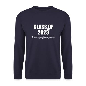 Promo 2023 graduate college university drôle - Sweat-shirt Unisexe - marine - Devant - Alina (178cm) & Michal (187cm)