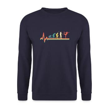 Yoga Evolution Ballett Retro Ballerina - Unisex Pullover - Navy - Vorne - Alina (178cm) & Michal (187cm)
