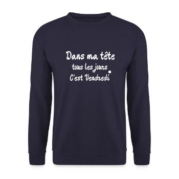 In my head every day it's Friday - Unisex Sweatshirt - navy - Front - Alina (178cm) & Michal (187cm)