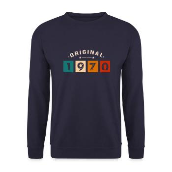 Original 1970 Jahrgang - 197 Geburtstagsgeschenk - Unisex Pullover - Navy - Vorne - Alina (178cm) & Michal (187cm)