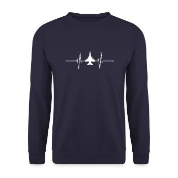Heartbeat with jet / plane - Unisex Sweatshirt - navy - Front - Alina (178cm) & Michal (187cm)