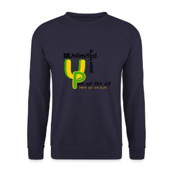 Pass auf dich auf höre auf die Güte - Unisex Pullover - Navy - Vorne - Alina (178cm) & Michal (187cm)