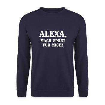 Alexa, mach Sport für mich ! - Sprachsteuerung - Unisex Pullover - Navy - Vorne - Alina (178cm) & Michal (187cm)