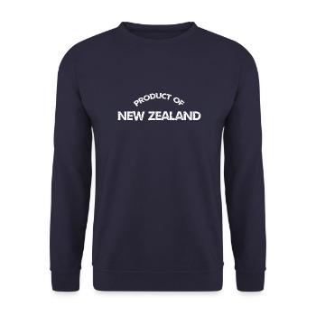 Product of New Zealand - Maori - Aotearoa - NZ - Unisex Sweatshirt - navy - Front - Alina (178cm) & Michal (187cm)