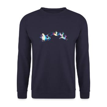 Santa Claus Sleigh - Unisex Sweatshirt - navy - Front - Alina (178cm) & Michal (187cm)