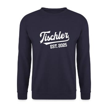 Tischler 2025 Ausbildung Prüfung Tischlerei Lehre - Unisex Pullover - Navy - Vorne - Alina (178cm) & Michal (187cm)