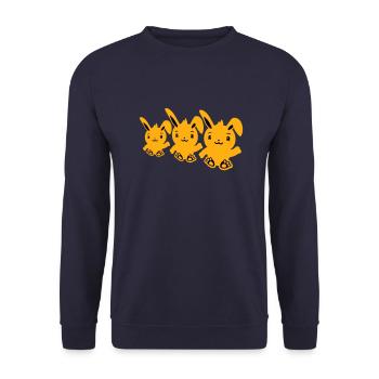 3 lapins trois amis équipe équipage agitant assis mignon - Sweat-shirt Unisexe - marine - Devant - Alina (178cm) & Michal (187cm)