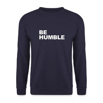 Be Humble in weiss - Unisex Pullover - Navy - Vorne - Alina (178cm) & Michal (187cm)