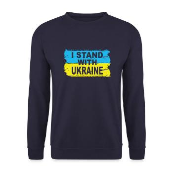 Je soutiens l’Ukraine - Sweat-shirt Unisexe - marine - Devant - Alina (178cm) & Michal (187cm)
