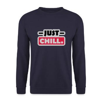 Just Chill Text Logo - Unisex Sweatshirt - navy - Front - Alina (178cm) & Michal (187cm)