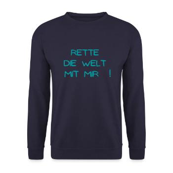 DAS Design für Weltretter ! - Unisex Pullover - Navy - Vorne - Alina (178cm) & Michal (187cm)