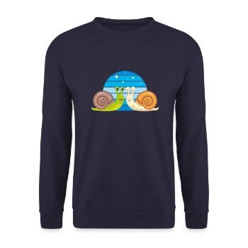 Two funny smiling snails - Unisex Sweatshirt - navy - Front - Alina (178cm) & Michal (187cm)