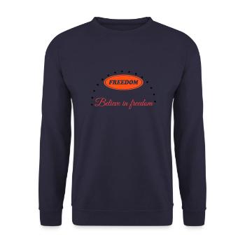 BELIEVE IN FREEDOM - Unisex Sweatshirt - navy - Front - Alina (178cm) & Michal (187cm)