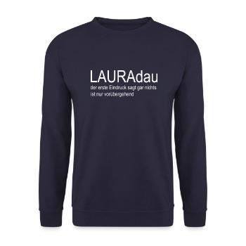 Top moderner T-Shirt Design Must have 2024 - Unisex Pullover - Navy - Vorne - Alina (178cm) & Michal (187cm)