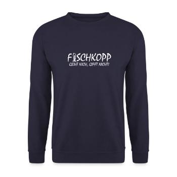 Fischkopp Fisch Fischkopf Küste Angler Fischer - Unisex Pullover - Navy - Vorne - Alina (178cm) & Michal (187cm)