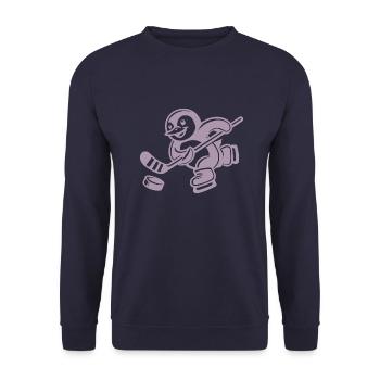 Süßer Pinguin Eishockeyspieler Silhouette - Unisex Pullover - Navy - Vorne - Alina (178cm) & Michal (187cm)