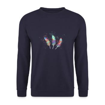 feathers,colorful,feather,graffiti - Unisex Sweatshirt - navy - Front - Alina (178cm) & Michal (187cm)