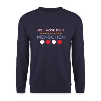 Valentinstag Jahrestag Hochzeitstag Humor lustig - Unisex Pullover - Navy - Vorne - Alina (178cm) & Michal (187cm)
